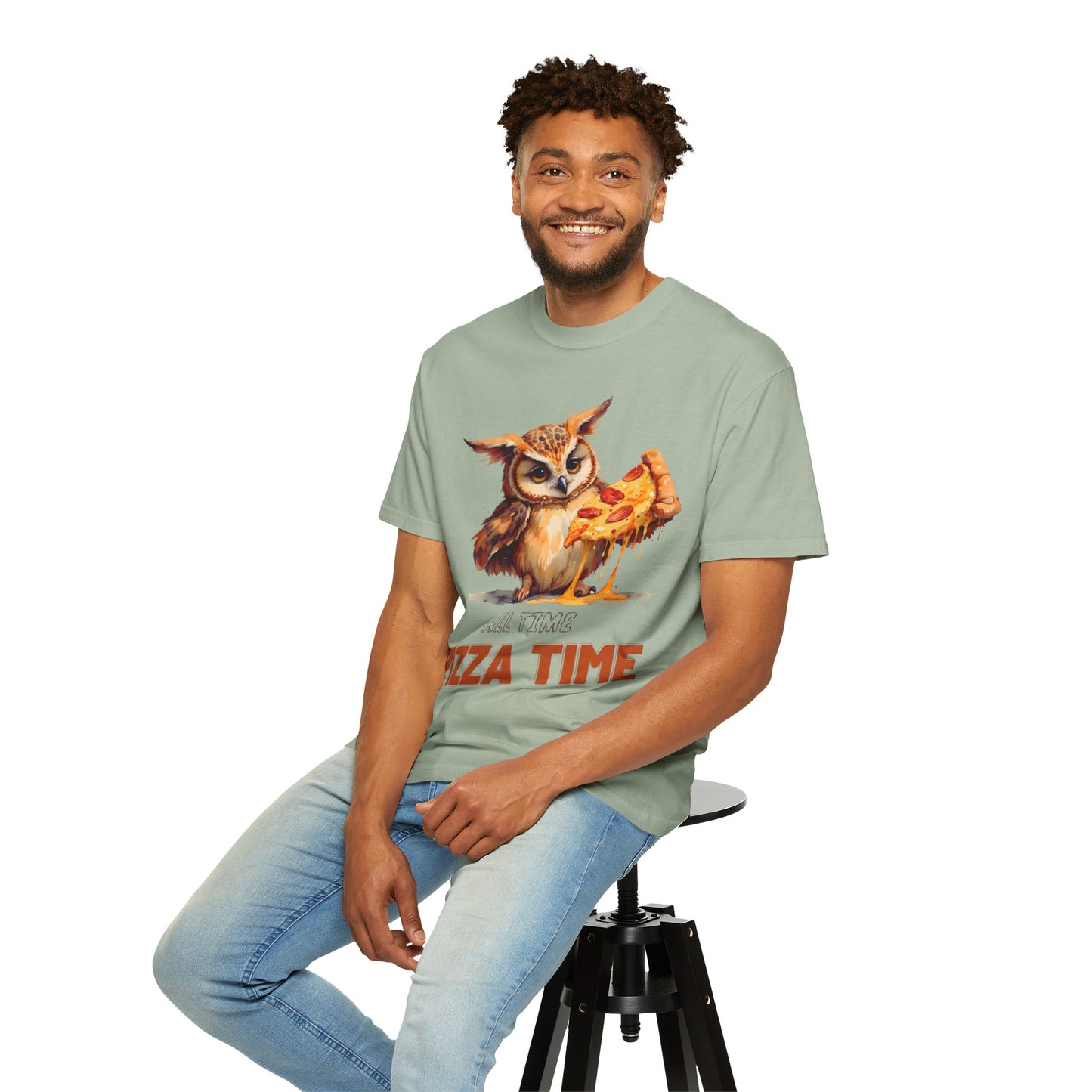 Pizza Time Owl T-Shirt — Cute Owl Eating Pizza Graphic Tee