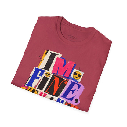 T-Shirt — "I'M FINE, THANK YOU" Retro Collage Graphic Tee
