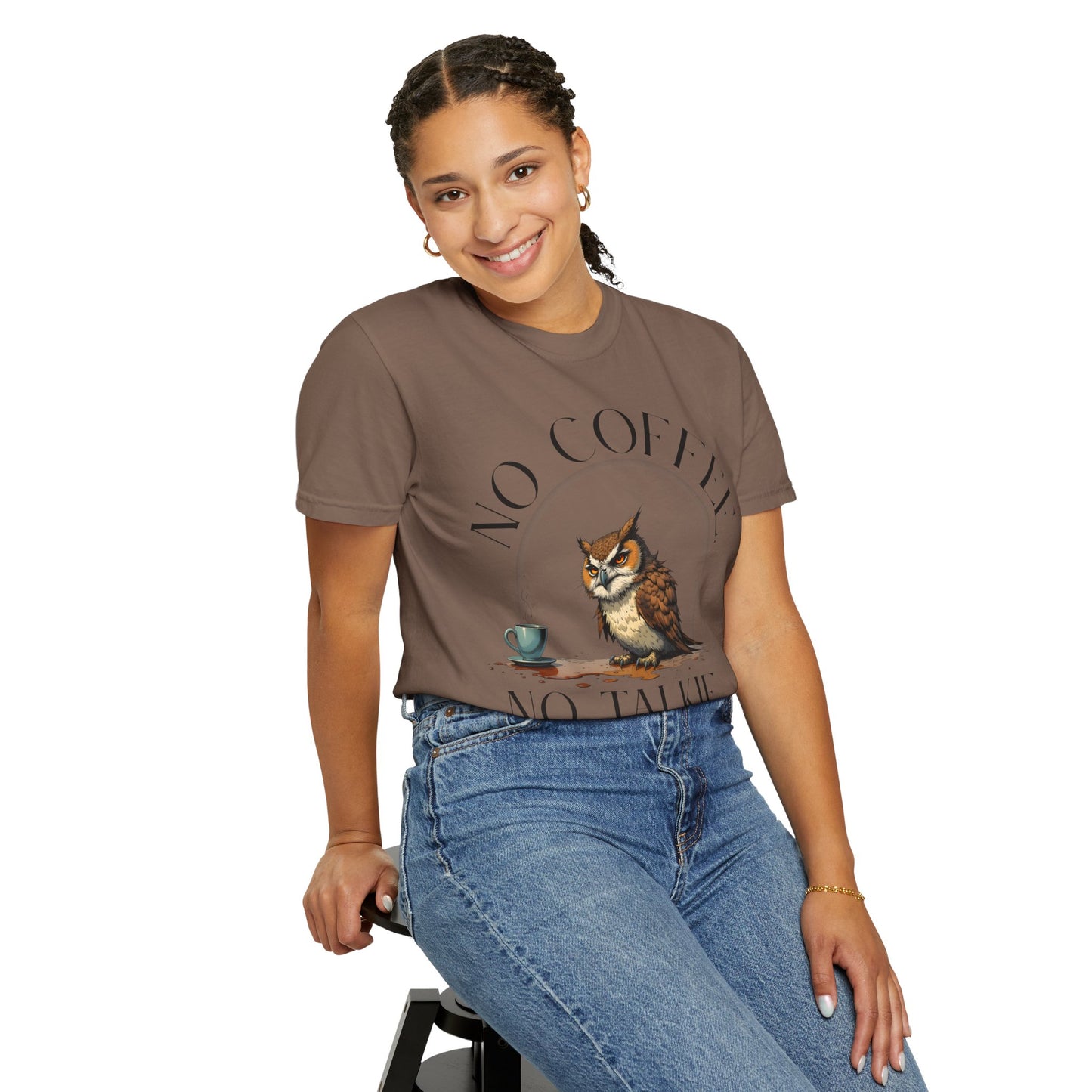 No Coffee No Talkie T-Shirt — Funny Owl Coffee Tee
