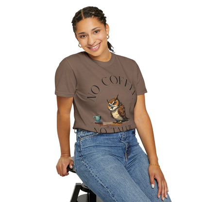 No Coffee No Talkie T-Shirt — Funny Owl Coffee Tee