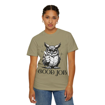 Good Job Owl T-Shirt — Thumbs-Up Retro Owl Graphic Tee