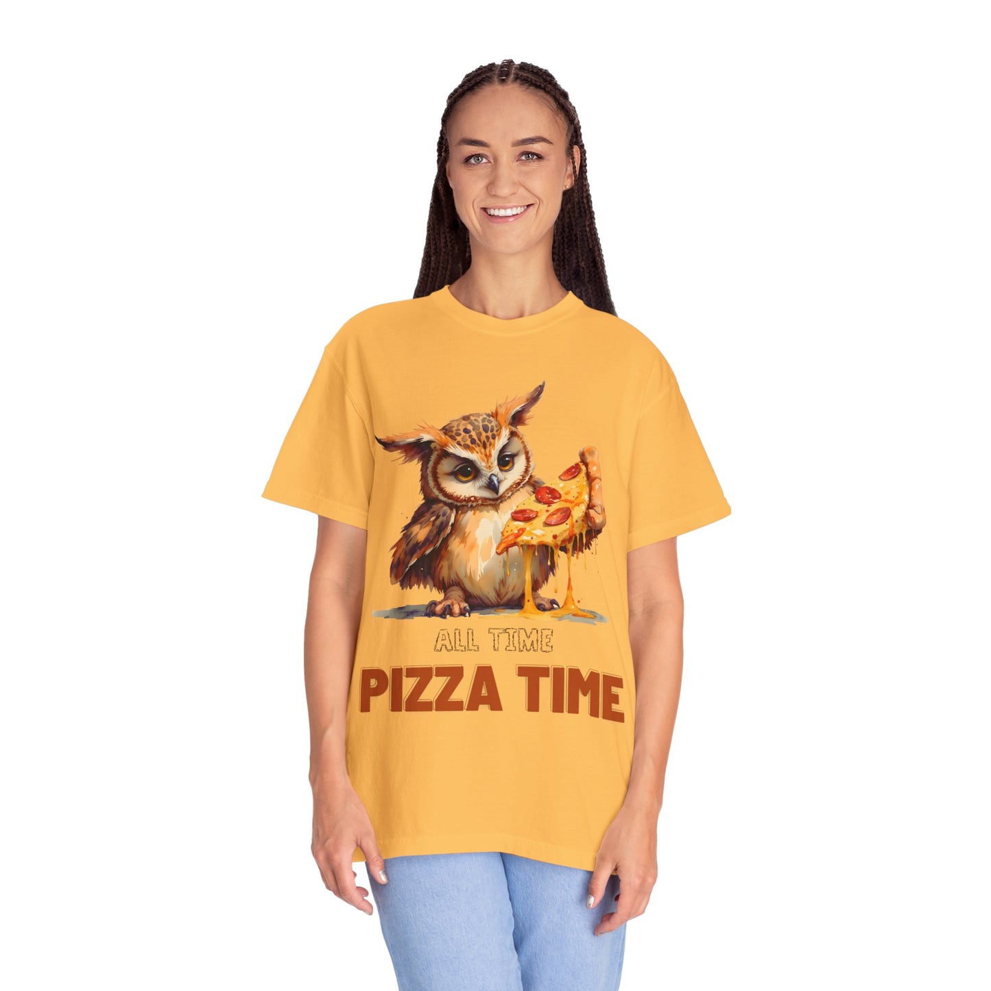 Pizza Time Owl T-Shirt — Cute Owl Eating Pizza Graphic Tee