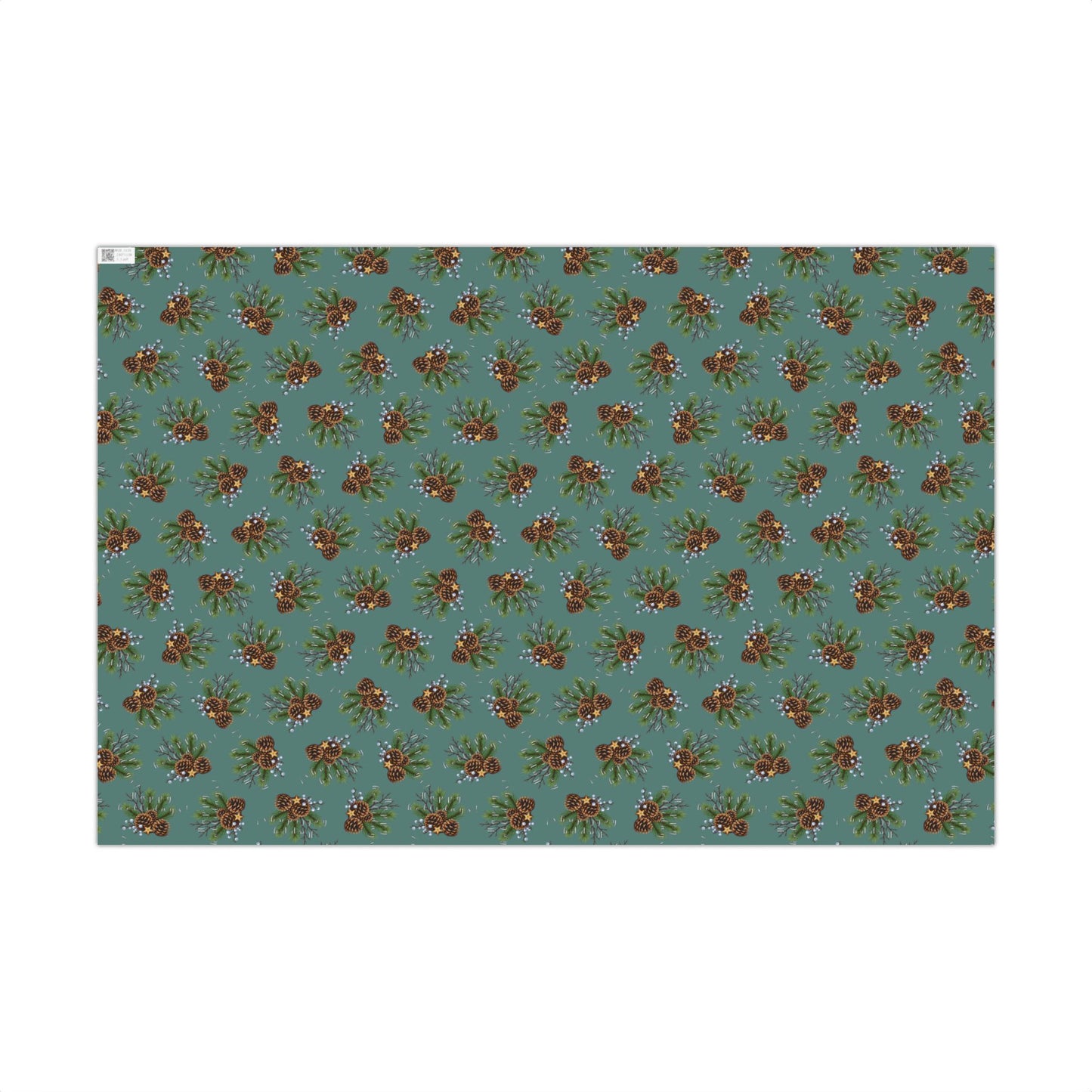 Pinecone & Evergreen Gift Wrap Paper — Holiday Floral Wrapping Sheets