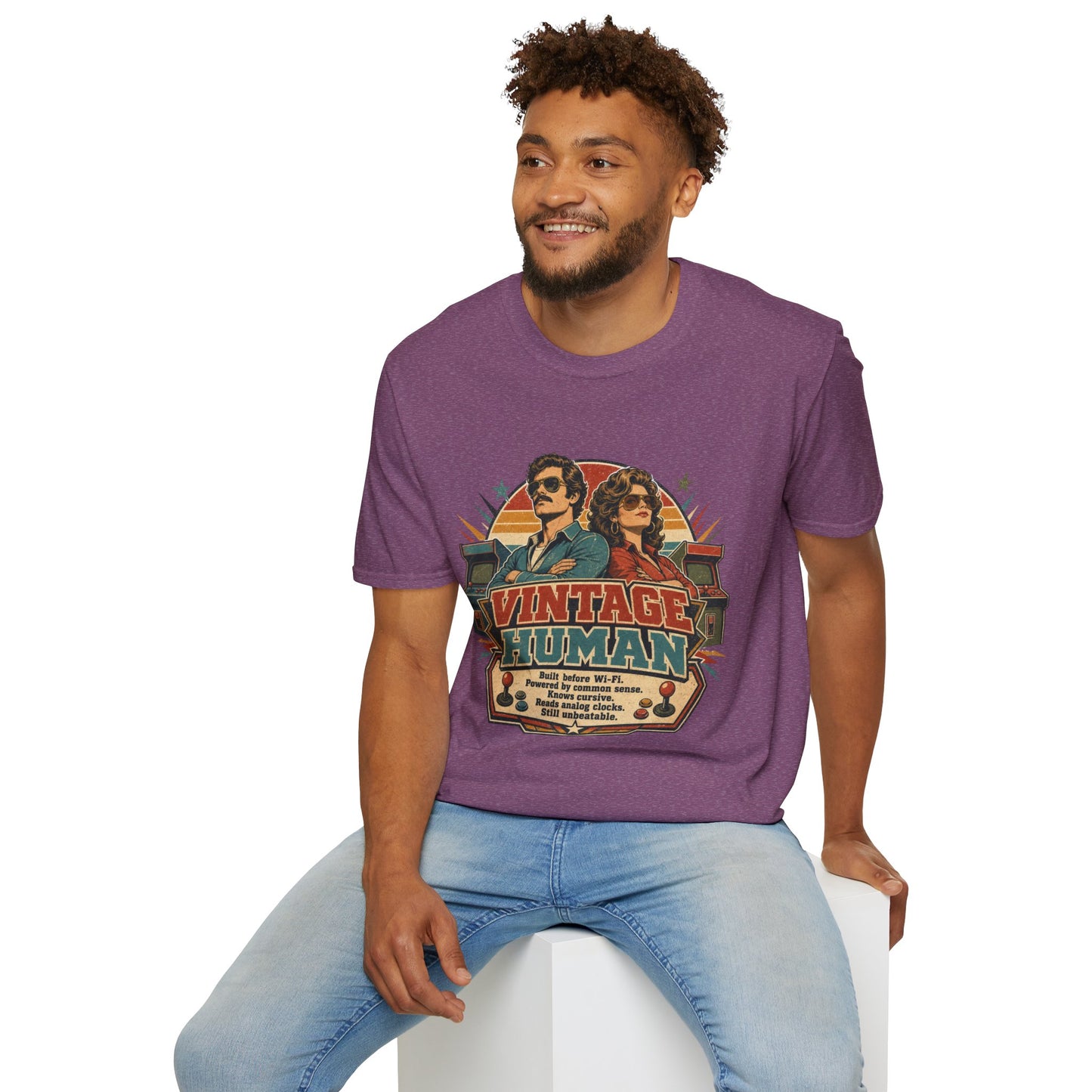 Vintage Human T-Shirt — Retro 70s Duo Graphic Tee