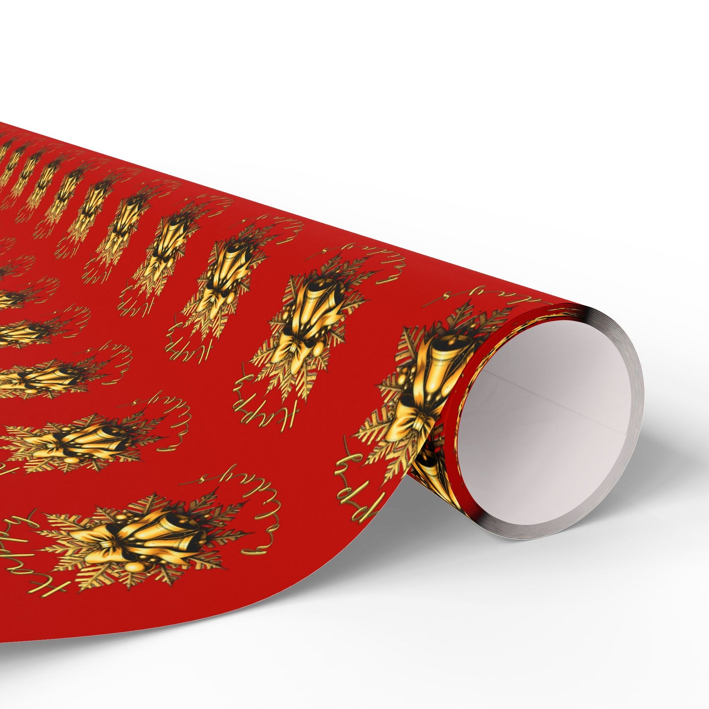Christmas Wrapping Paper – Red with Gold Pinecone Pattern