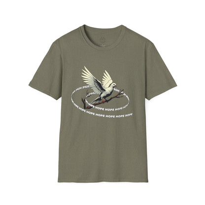Hopeful Wings Unisex Softstyle T-Shirt - Inspirational Graphic Tee,dove,twisted