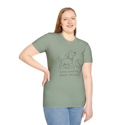 Less Scrolling, More Strolling Dog T-Shirt