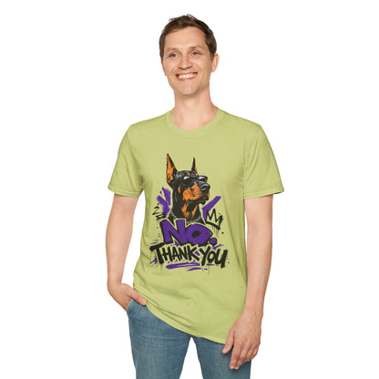 Doberman Graphic Tee — 'No, Thank You' Street Art T-Shirt