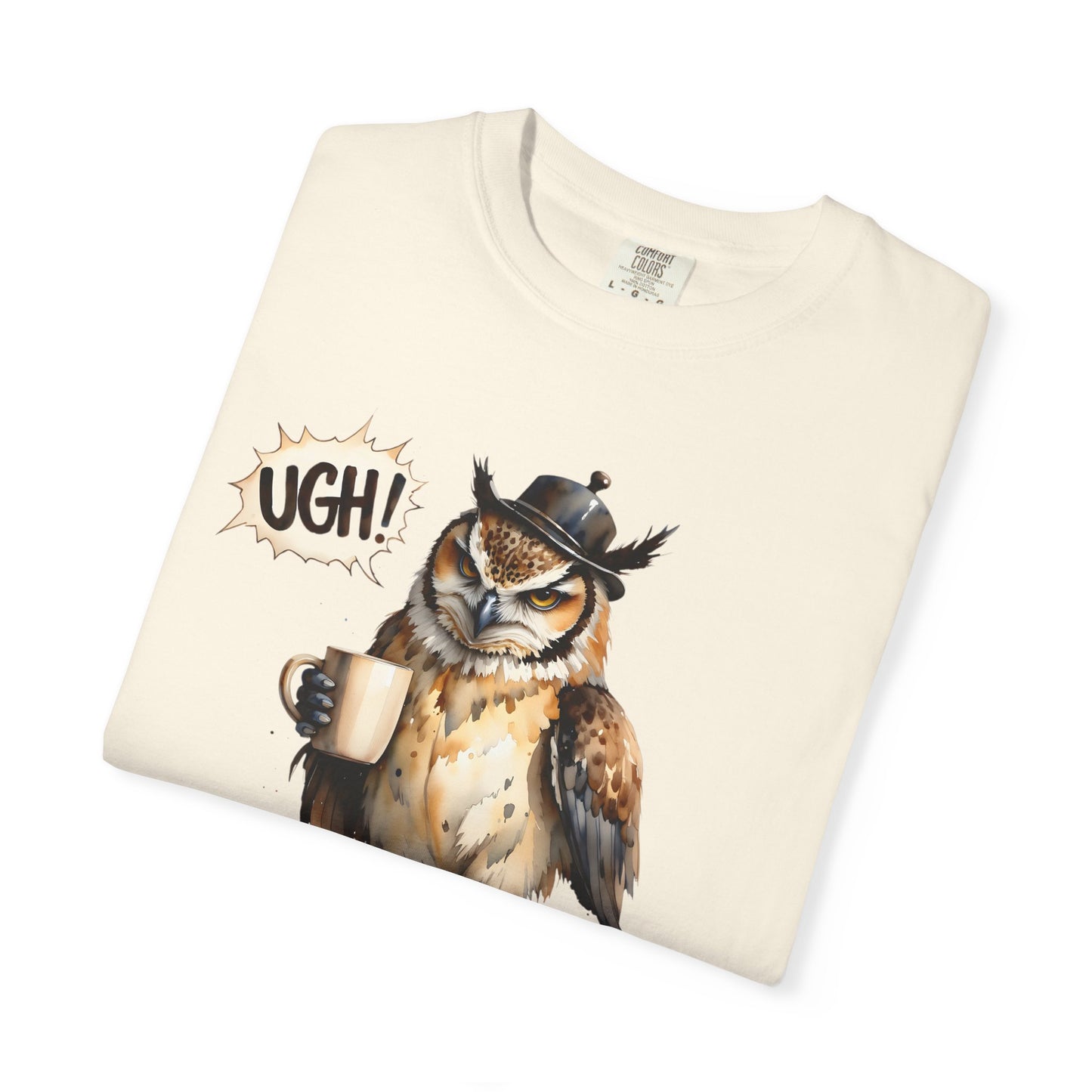 Coffee-Loving Owl T-Shirt — "I make coffee disappear, what's your superpower?"