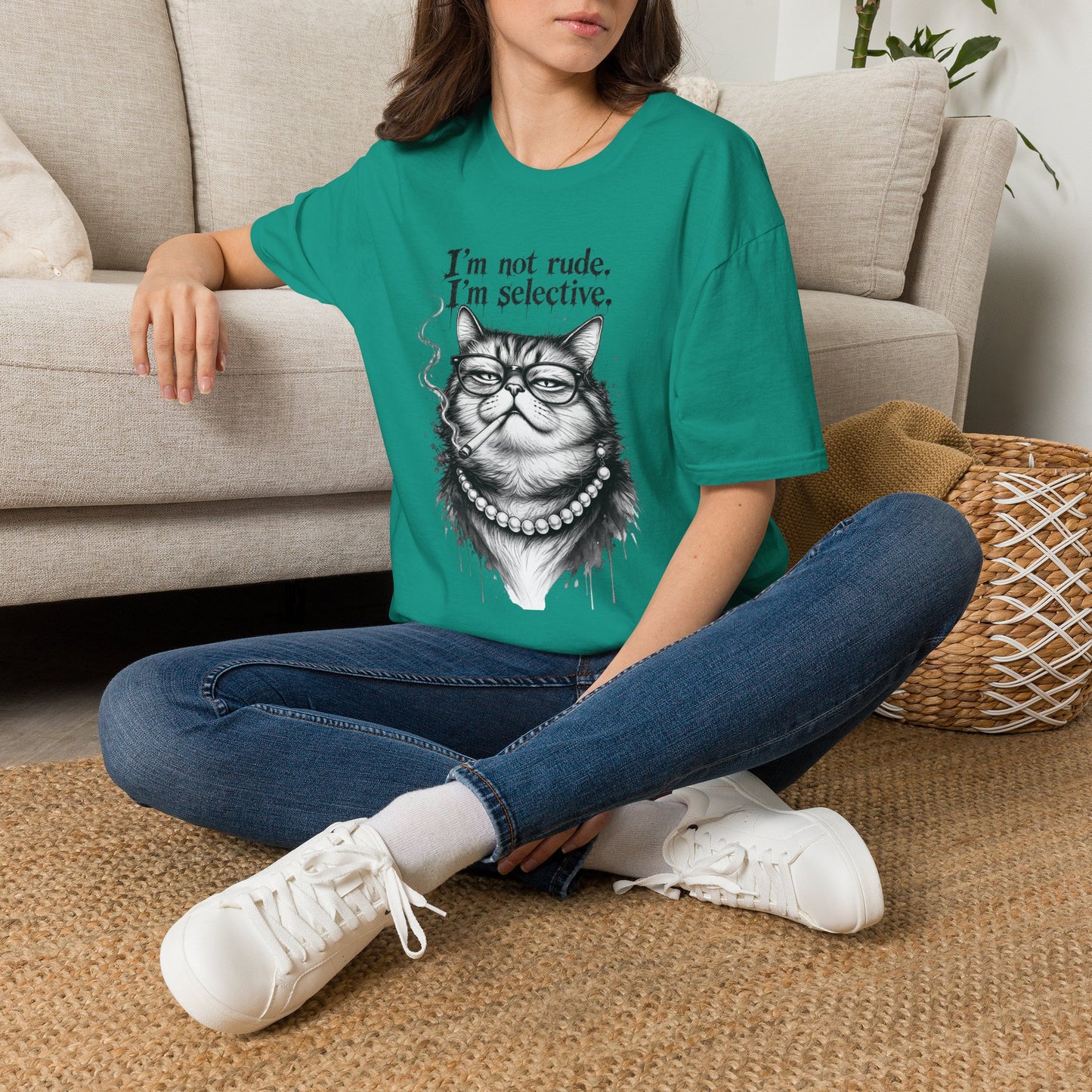 Cat Graphic T‑Shirt — "I'm Not Rude, I'm Selective" Funny Cat Tee