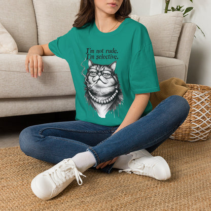 Cat Graphic T‑Shirt — "I'm Not Rude, I'm Selective" Funny Cat Tee