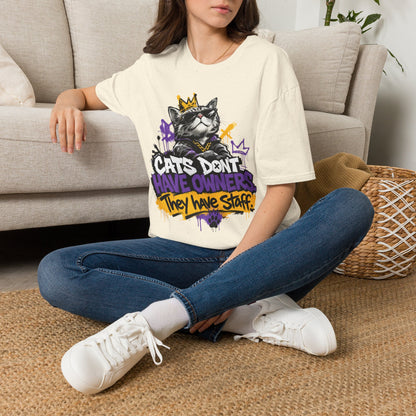 Cat Graphic Tee — "Cats Don't Have Owners They Have Staff"