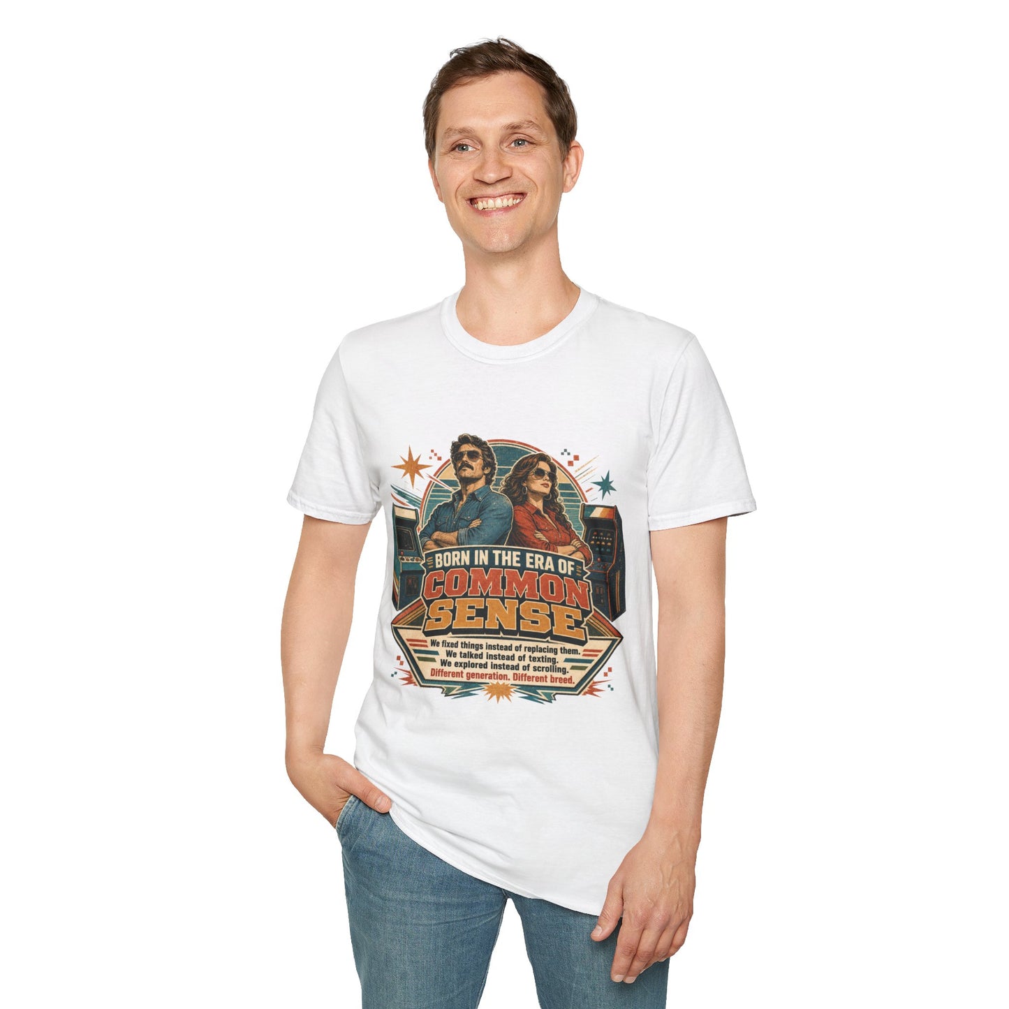 Born in the Era of Common Sense T-Shirt — Retro 70s Vintage Political Graphic Tee