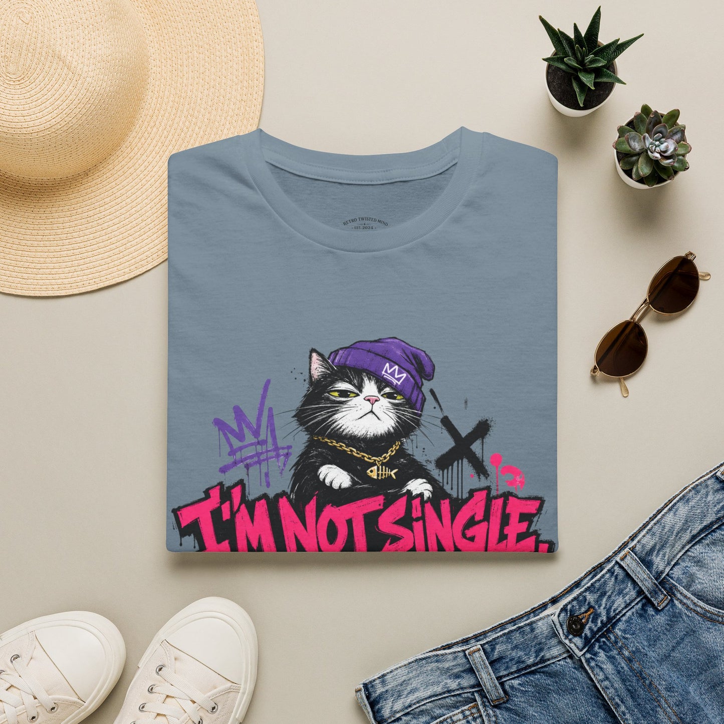T‑Shirt — “I’m Not Single: I’m in a Toxic Relationship with a Cat” Graphic Tee