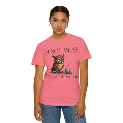 I'm Not Mean Owl T-Shirt — Funny Coffee Owl Tee for Coffee Lovers
