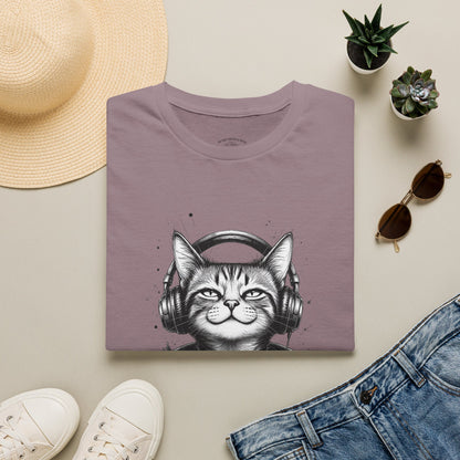 T-Shirt — Cat with Headphones "Mentally: Somewhere Else" – Cute Relaxed Graphic Tee for Cat Lovers