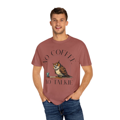 No Coffee No Talkie T-Shirt — Funny Owl Coffee Tee
