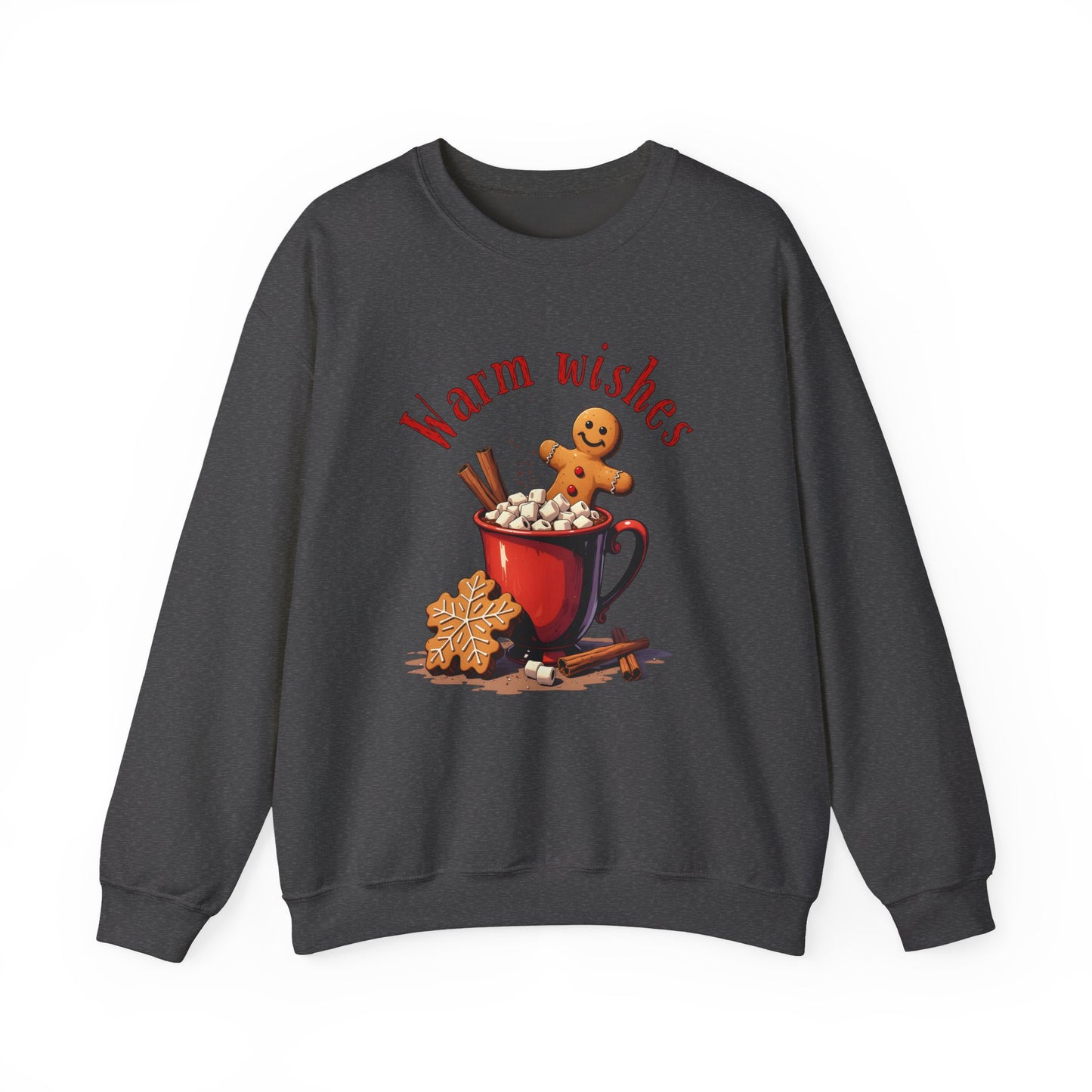 Crewneck Sweatshirt — "Warm Wishes" Hot Cocoa & Gingerbread Holiday Design