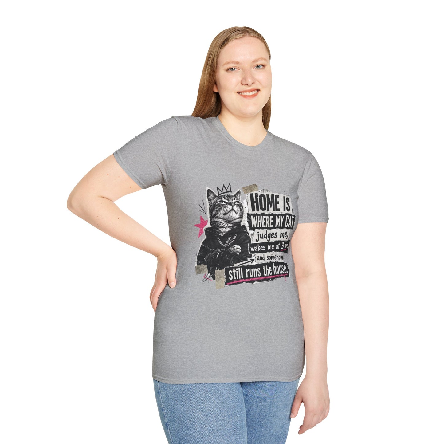 Cat T-Shirt — "Home Is Where My Cat Judges Me" Funny Graphic Tee