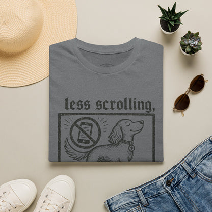 T-Shirt — "Less Scrolling, More Strolling" Dog Graphic Tee