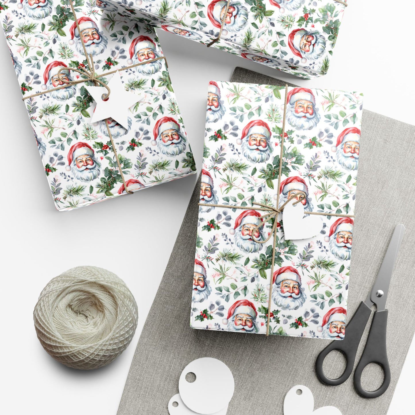 Santa Face Holiday Gift Wrap Paper - Festive Christmas Wrapping Sheets