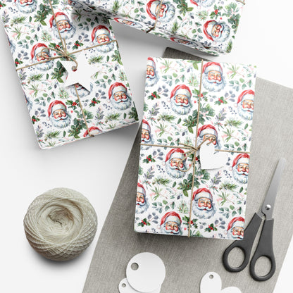 Santa Face Holiday Gift Wrap Paper - Festive Christmas Wrapping Sheets