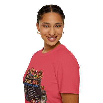 80s Level Up T-Shirt — 'Level 80s: Hardcore Mode' Retro Gaming Tee
