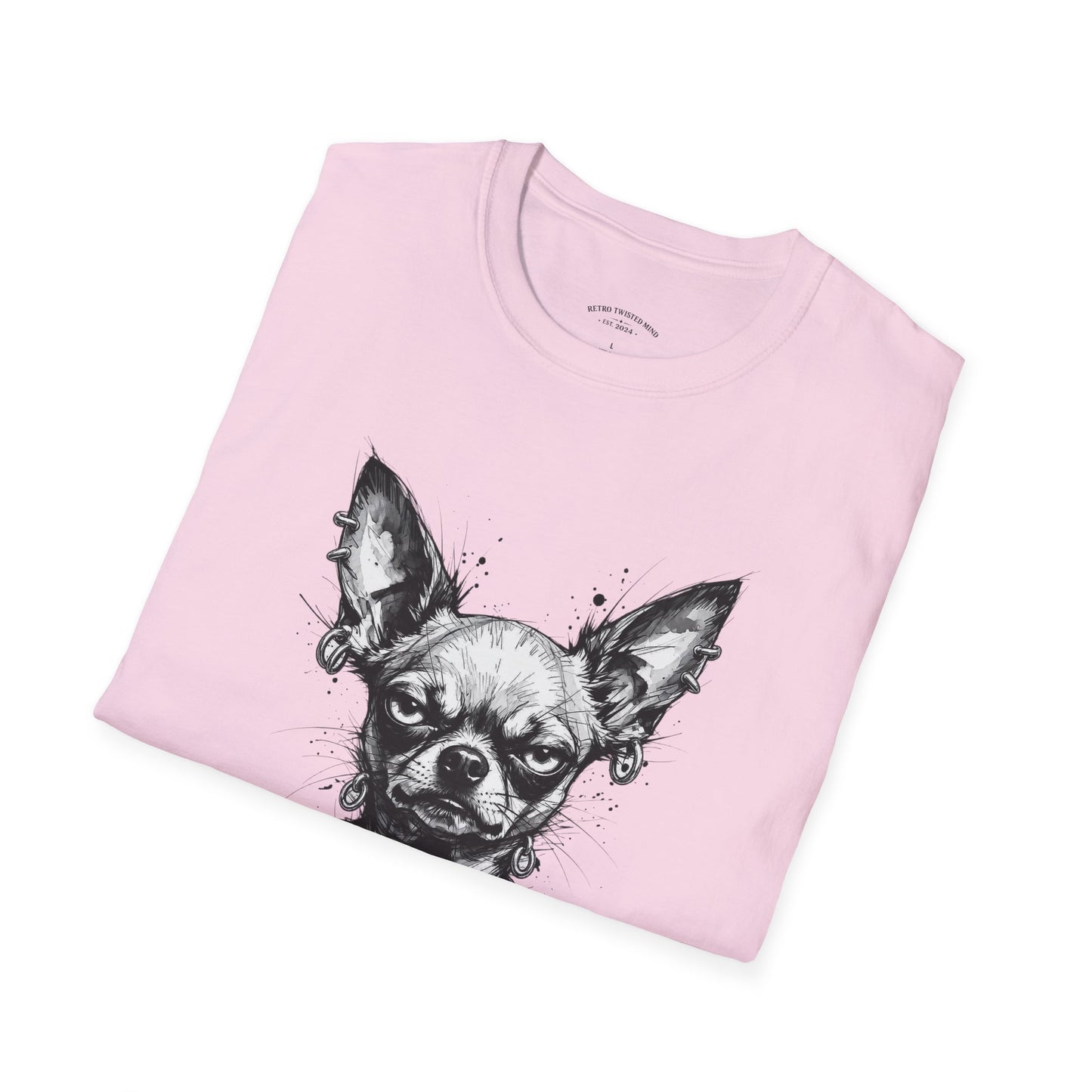 Chihuahua Portrait T‑Shirt — Expressive Black & White Dog Art Tee