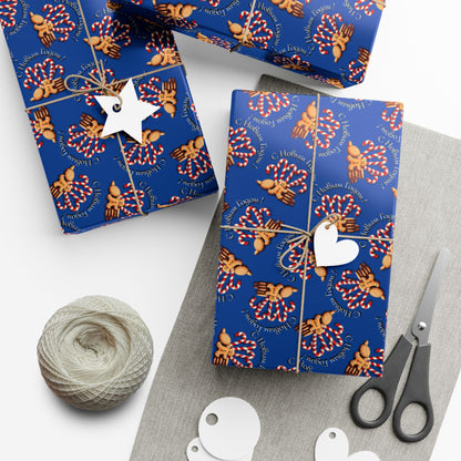 Firework Pattern Gift Wrap Paper — Festive Blue Wrapping Sheets for Celebrations