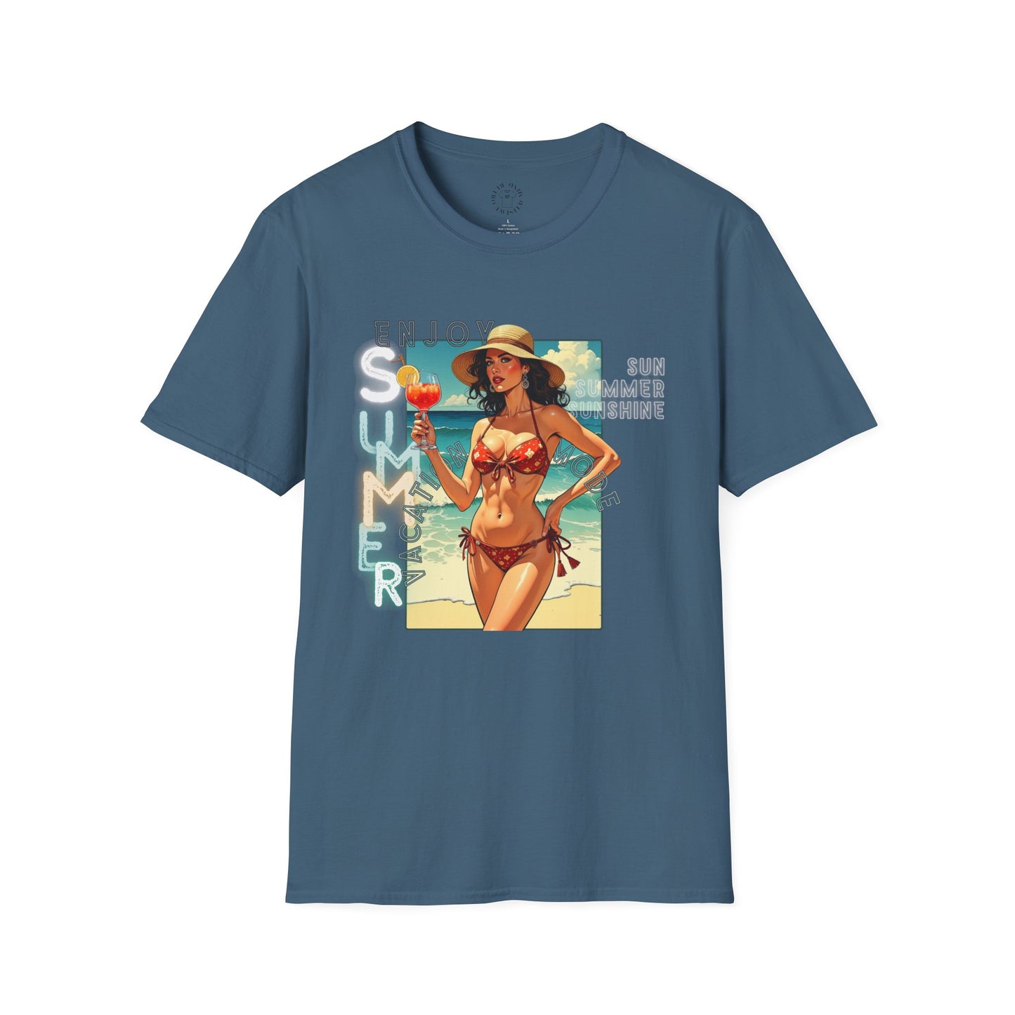 Enjoy Summer Vintage T-Shirt - Unisex Softstyle Tee for Beach Lovers