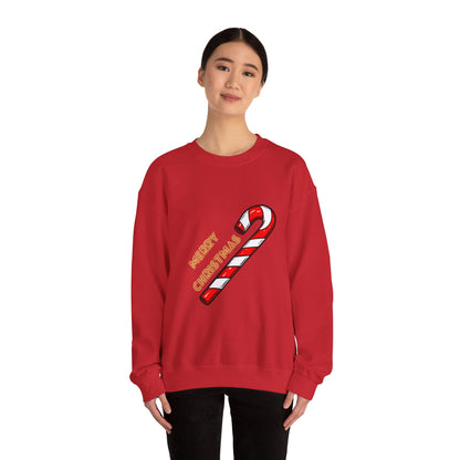 Christmas Candy Cane Crewneck Sweatshirt — "Merry Christmas" Holiday Sweater
