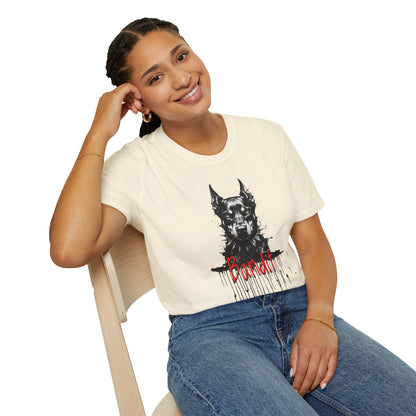 Doberman Portrait T-Shirt — "Warm Amour" Graphic Tee for Dog Lovers