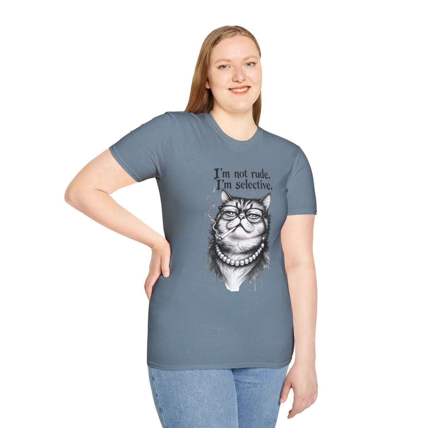 Cat Graphic T‑Shirt — "I'm Not Rude, I'm Selective" Funny Cat Tee