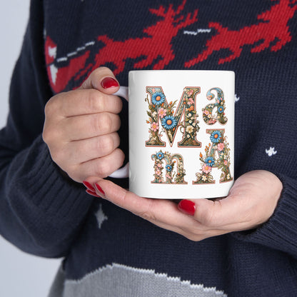 Floral Pattern Ceramic Mug - 11oz & 15oz Coffee Cup for Nature Lovers,mama, mother day gift