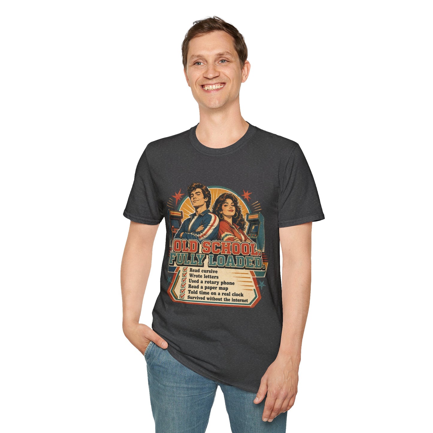 T-Shirt — Retro 'Old School' Arcade Couple Vintage Gamer Tee