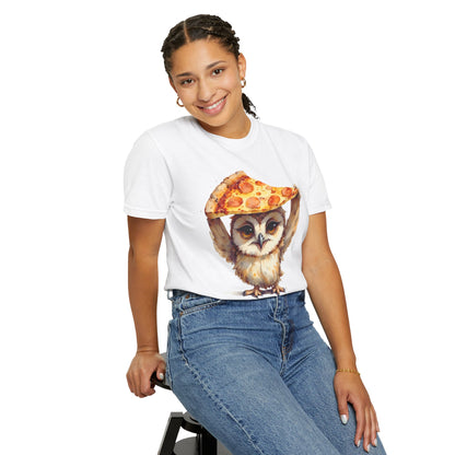 Pizza Time Owl T-Shirt — Cute Owl Holding Pizza Slice Graphic Tee