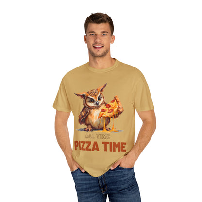 Pizza Time Owl T-Shirt — Cute Owl Eating Pizza Graphic Tee