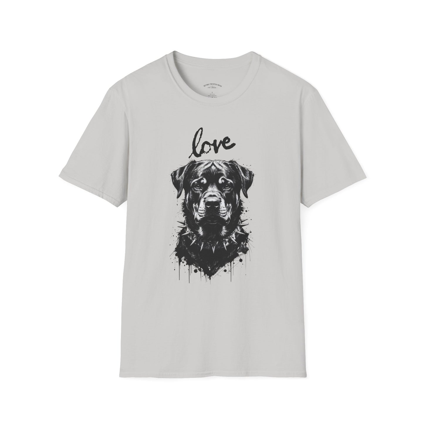Love Rottweiler T-Shirt — Vintage Black Dog Portrait Tee for Dog Lovers