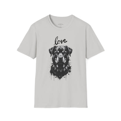 Love Rottweiler T-Shirt — Vintage Black Dog Portrait Tee for Dog Lovers