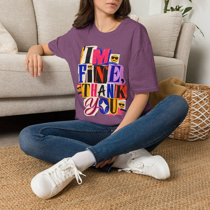 T-Shirt — "I'M FINE, THANK YOU" Retro Collage Graphic Tee