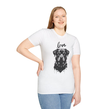 Love Rottweiler T-Shirt — Vintage Black Dog Portrait Tee for Dog Lovers