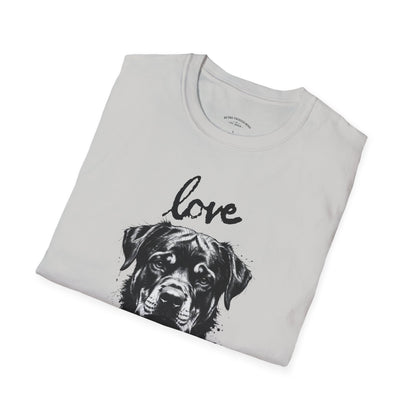 Love Rottweiler T-Shirt — Vintage Black Dog Portrait Tee for Dog Lovers