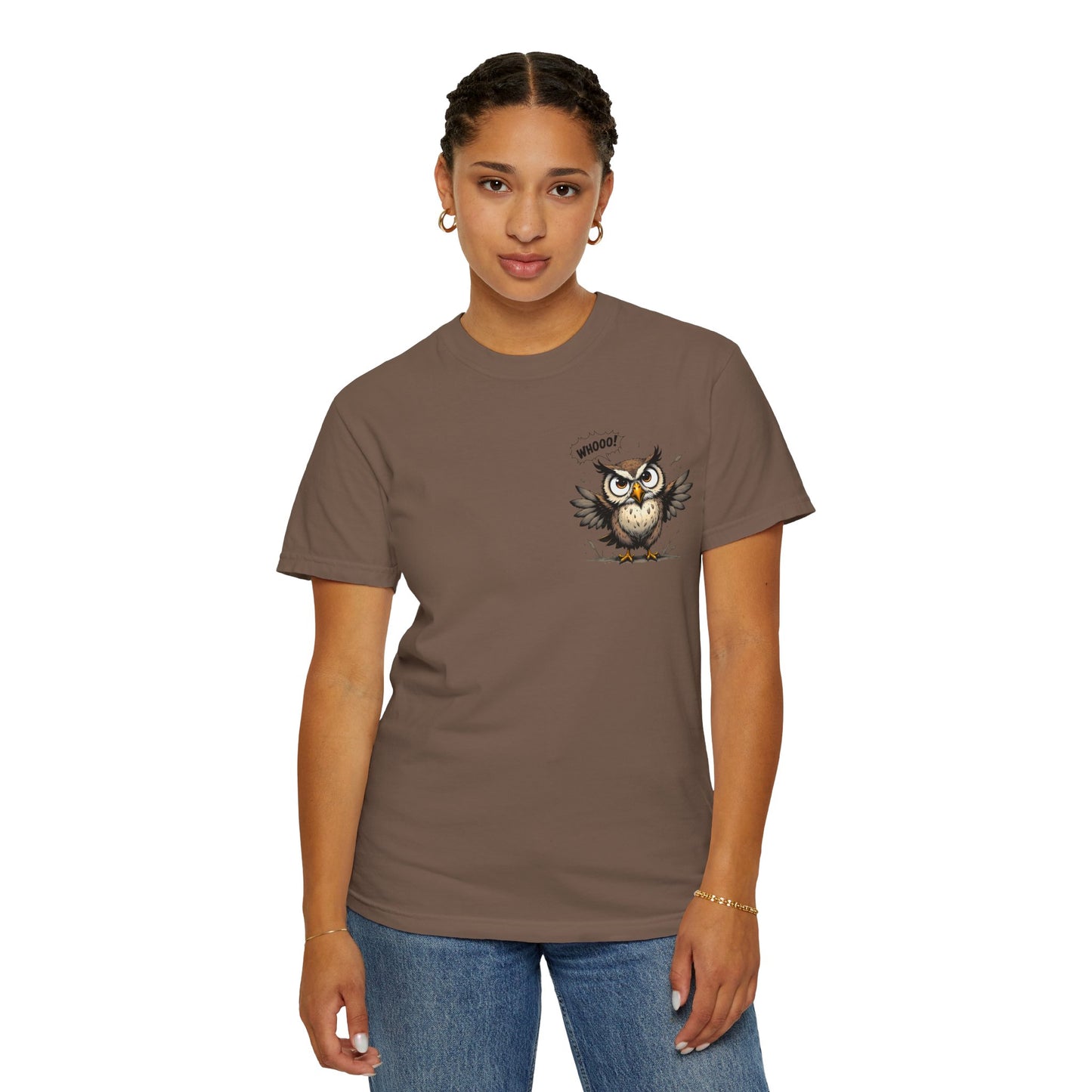 Witty Owl Graphic Tee — "Whooo?" Cute Cartoon Owl T-Shirt