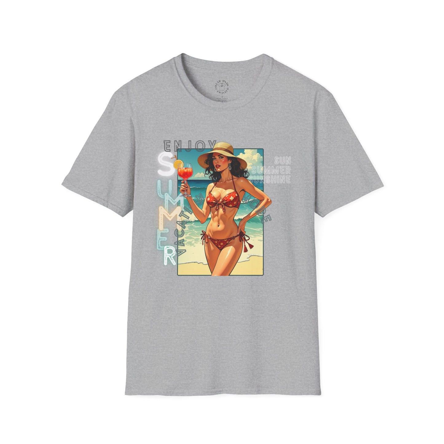 Enjoy Summer Vintage T-Shirt - Unisex Softstyle Tee for Beach Lovers
