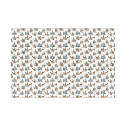 Winter Deer Gift Wrap Paper – Forest Reindeer Holiday Wrapping Sheet