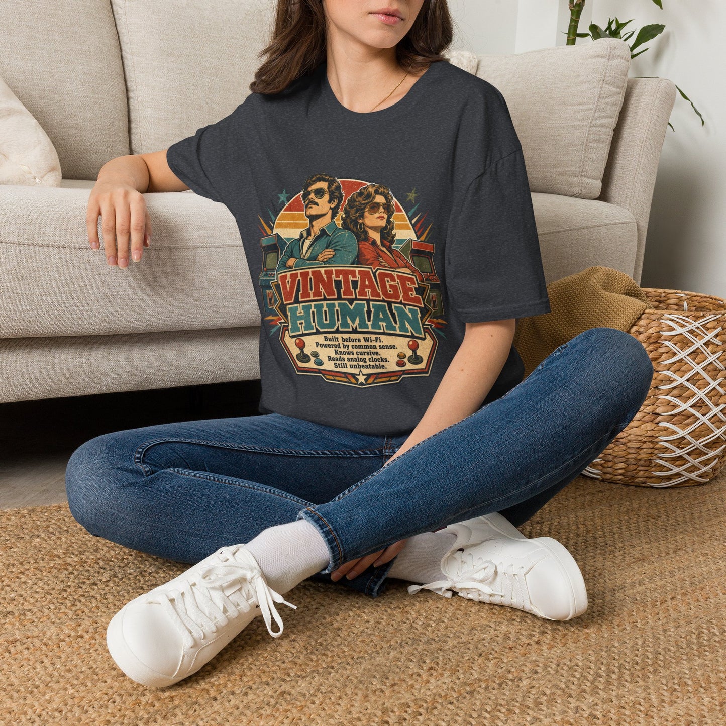 Vintage Human T-Shirt — Retro 70s Duo Graphic Tee