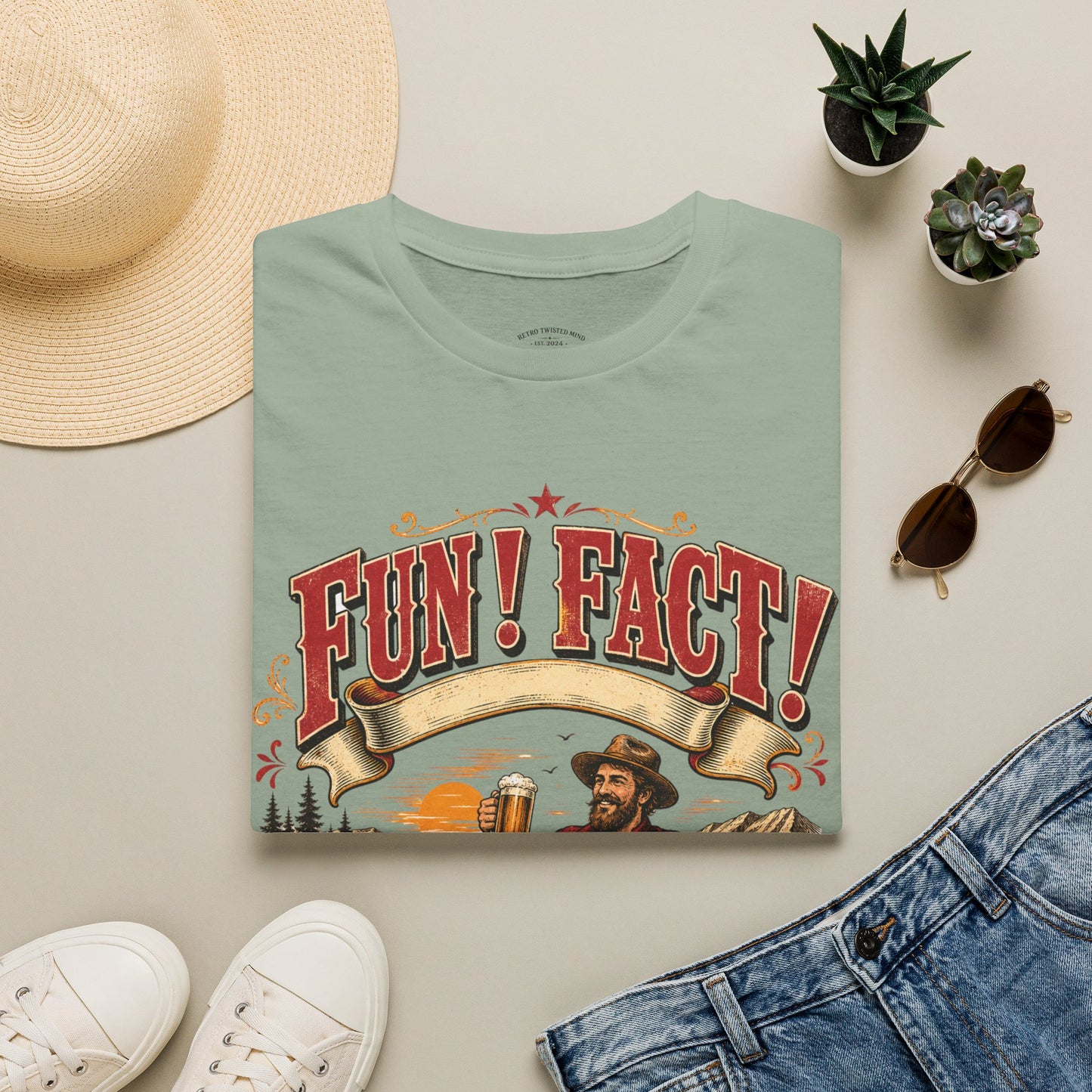Fun! Fact! T-Shirt — Vintage Beer Drinker Graphic Tee