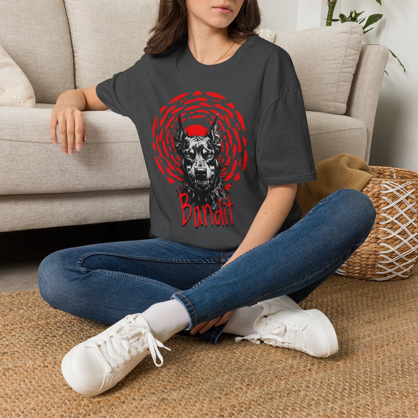 Doberman Graphic T-Shirt — Red Halo 'Bandit' Design
