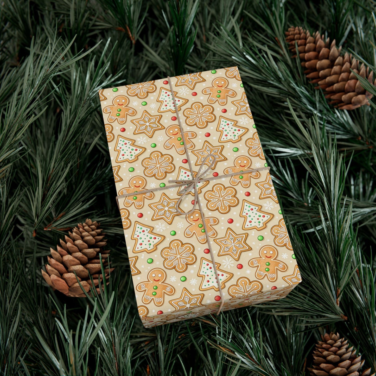 Gingerbread Pattern Gift Wrap Paper — Festive Holiday Wrapping Sheets