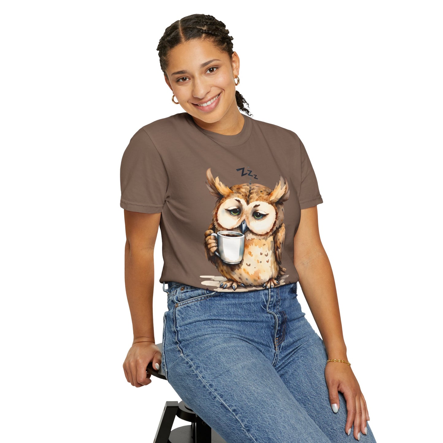 Not Ready Yet Owl T-Shirt — Cute Sleepy Owl Coffee Tee